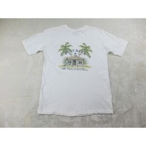 VINTAGE Tommy Bahama Shirt Mens Small White The Calm In The Palms Cotton*